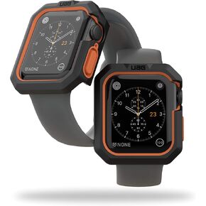 URBAN ARMOR GEAR UAG Compatible Apple Watch Case, 40mm, iWatch Series 6/5/4/SE 2/SE, Civilian Rugged Protective TPU Bumper Case, Black/Orange