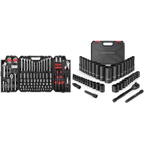 Eastvolt 248 Pieces Mechanics Tool Set & Mechanic Tool Kits, Drive Socket Set, 46 Pieces Socket Set with 72 Teeth Reversible Ratchet, Metric/SAE (ASK06)