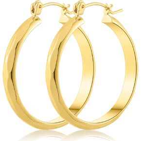 14k Gold Earrings for Women 14k Gold Hoop Earrings for Women Trendy Chunky, Hypoallergenic Earrings for Women Unique Pattern Gold Jewelry