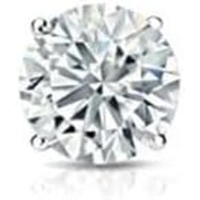 14k Gold Round SINGLE Diamond Stud Earring (1/8cttw, J-K, I2-I3) 4-Prong Basket set with Push-back Diamond Wish
