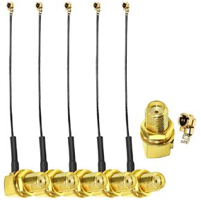 SMA to IPX Coax Cable 6inch(15cm) SMA Female Right Angle to UFL IPEX Antenna Coaxial Cable 5pcs 1.13mm MHF1 for Antenna Bluetooth Module