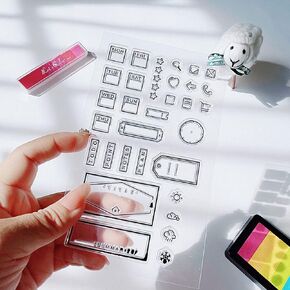 Calendar Label Weather Journaling Clear Stamps for Card Making Decoration DIY Scrapbooking,Notes Plan Silicone Transparent Seal Clear Stamps for Embossing Album Decor Craft.