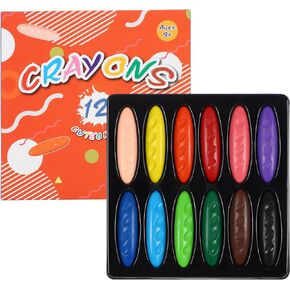 Crayons for Kids, 12 Colors Washable Toddler Crayons, Non-Toxic Baby Crayons, Easy to Hold and Use, Safe Coloring Gifts for Babies and Children