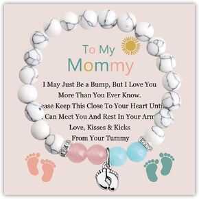 WSNANG First Time Mom Pregnancy Gift Necklace with Message Card Baby Feet Footprints Pendant Necklace for Expecting Mom