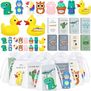 Fulmoon Employee Appreciation Gifts Bulk Thank You Teacher Gifts Fun Animal Pencil Sharpeners Inspirational Pun Cards End of Year Gifts Rewards for Students Teachers Staff Graduation Favors(40 Sets)
