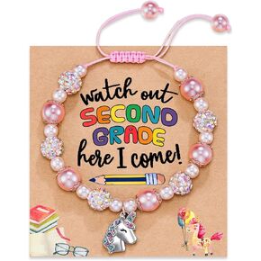 روضة HGDEER ​​/ الأول / الثاني هنا أتيت | سوار اللؤلؤة الوردية يونيكورن للبنات | طول قابل للتعديل من 4-10 بوصات | يونيكورن - يمثل شجاعة الفتاة وجمالها ونقاءها in Kuwait