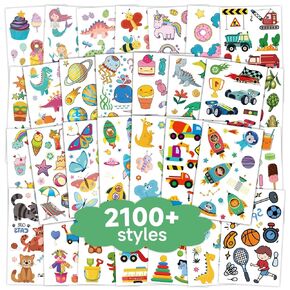 2100+ Styles Temporary Tattoos for Kids,Tattoo Stickers for Kids Party Favors Birthday Supplies Decorations,Mermaid Dinosaur Truck Donut Fake Tattoos Stickers Gifts for Girls Boys (168 Sheets)