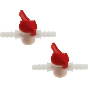 Barbed Ball Valve RLECS 2PCS White 3/8-Inch ID In-Line Ball Valve Shut-Off Switch with Hose Barb for Drip Irrigation and Aquariums Shut Off Switch