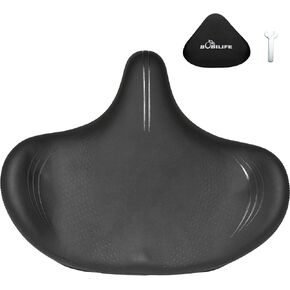 Large Wide Bike Seat - Bicycle Saddle Replacement, Comfort for Peloton, Exercise Stationary E-Bike City Mountain Road Bikes for Men & Women, with Additional Rainproof and Sun Protection Cover