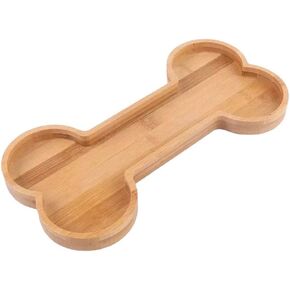 Luna and Stone - Bamboo Dog Bowl with Grips, Pet Lovers Bone Shaped Board for Dog Party Supplies, Animal Themed Tray, Dog Birthday Party Favor, Multipurpose Wooden Dog Themed Candy Dish, 12x6, Prime