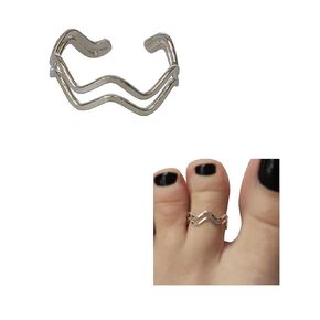 925 Sterling Silver Double Zig Zag Wavy Toe Ring/Knuckle Ring - Small, Adjustable Open Ring | Handmade by MiYa Jewelry Creations