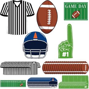 100 Pcs Paper Football Cutouts Football Theme Party Decoration Football Cutouts for Crafts Game Day Party Decorations with Glue Points for Sport Birthday Party Wall Decoration