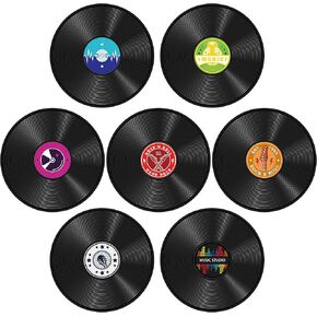 14 قطعة من Yopyame لتزيين حفلات موسيقى الروك آند رول في الخمسينيات من القرن العشرين، وفتحات تسجيل ورقية، وديكور جمالي لغرفة الحرف اليدوية، وعلامة ديكور للحائط لمستلزمات حفلات الخمسينيات، وهدايا الحفلات الموسيقية، وهدية لمحبي الموسيقى in Kuwait