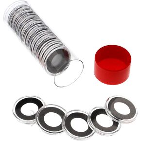 1 Airtite Coin Holder Storage Container & 20 Black Ring 16mm Air-Tite Coin Holder Capsules for 1/10oz Gold Eagles