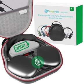 Smatree Airpods Max Charging Dock Case for Airpods Max, 2000 mAh Battery Charging Case with Sleep Mode, Airpods Max Charging Station Support Auto Sleep, Airpods Max Travel Charging Portable Bag