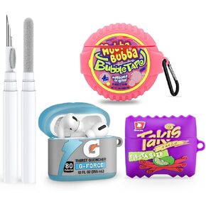3 Pack for Airpod Pro/Airpod Pro 2 Case with Cleaner Kit,3D Cute Cartoon Kawaii Funny Silicone AirPods Pro 2nd Generation Case for Apple AirPods Pro 2 (Bubble Gum+Sport Water+Purple Potato)