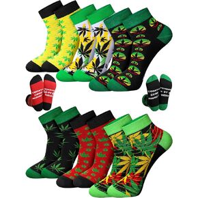 6 Pairs Leaf Socks for Men Gifts Leaf Ankle Socks Cotton Leaf Low Cut Socks Unisex Leaf Short Socks for US Size 10-13