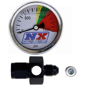 Nitrous Express 15509 D-4 0-1500 psi N2O Flo-Thru Pressure Gauge 1.625 in.