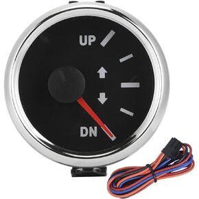 52mm/2inch UP-DN Boat Trim Gauge 0-190ohm Signal Trim Tilt Indicator Red Backlight Boat Trim Gauge Trim Tilt Indicator(White Dial Silver Frame)