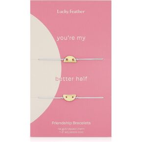 Best Friend Bracelets for 2 - 14k Gold Plated, Adjustable 7-8'' Cord with Sliding Toggle, Beautifully Presented on a Sentimental Card. Matching Bracelets for Best Friends - Thoughtful Friendship Gifts