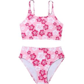 Milumia Girl's 2PC Cute Floral Print Swimsuits Spaghetti Strap Bikini Sets Swimwear