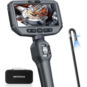 Dual Lens Articulating Borescope, DEPSTECH Endoscope Camera with Light, Articulated Probe, Flexible Snake Inspection Camera for Wall, Plumbing, Automotive, Mechanics Tools-4.92FT