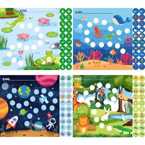 140PCS Incentive Reward Charts Sticker for Kids Behavior, Potty Training Chore Chart for Toddlers Boys, Girls Classroom Teaching or Home Using(4 Designs-Snails Pirate Dinosaurs Owls)