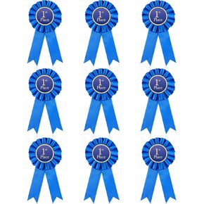 Lewtemi Award Ribbons 1st Place Winner Ribbon Victory Rosette Blue Trophy Medal Recognition Ribbon Multipurpose for Classroom Prizes Ceremonies and Events (9 Pcs)