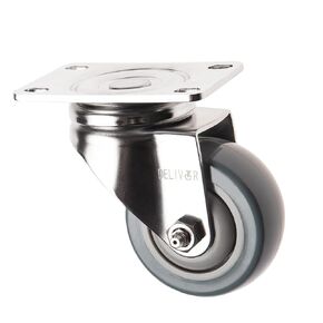 DELIVeR 4 Inch, Stainless Steel Swivel Plate Caster, 300Lbs. Per Caster, Heavy Duty, Industrial Caster for Furniture & Cart, Replacement Polyurethane Caster Wheel Non-Marking-1 Piece
