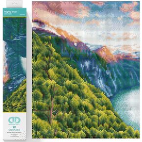 DIAMOND DOTZ ® - Mighty River, Full Drill, Square Dotz, Square Diamond Painting Kits, Square Drill Diamond Painting, Diamond Painting Square Drill, Square Diamond Art, 13.4"x20.5"