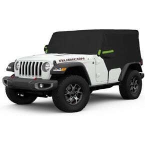 أغطية سيارات YIXIN مقاومة للماء لسيارة Jeep Wrangler JKU JLU نصف خارجي 1987-2022 SUV 4 أبواب أغطية سيارات 210T تناسب العملاء بنسبة 100% حزام مقاوم للرياح وسحاب باب واحد in Kuwait