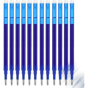 12pcs Erasable Replacement Refills, Upgraded 0.7 mm Gel Pen Refills Erasable Rollerball Pen Refills Smooth Writing Refill for Office School Supplies (Blue)