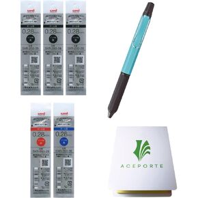 Uni Jetstream EDGE3 0.28mm Oil-based Ballpoint Pen Black Body ＋ Black/Red/Blue Refills, Sticky Notes Value Set
