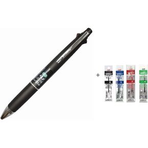 Uni Jetstream 0.5 mm Ballpoint Multi Pen and 0.5 mm Pencil Black Body (MSXE510005.24) + Refill 4 Color Set (Black,Blue,Red,Green) SXR-80-05 0.5mm