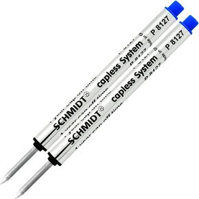 SCHMIDT Retro 1951 Short Capless Rollerball Ink Refill Medium Tip, P8127, P8127 Short Blue, 2-Pack Capless Roller Ball refills, fits Retro 51 Tornado Roller Ball Pens.