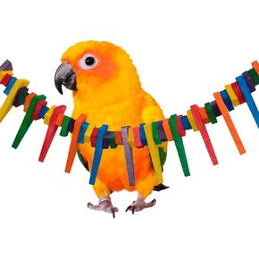 Super Bird Creations SB466 Mini Triangle Teaser Toy for Ringnecks, Conures, Quakers, Caiques - Enrichment & Boredom Relief for Parrots - Safe and Durable - Medium Bird Size - 16" x 3" x 2"