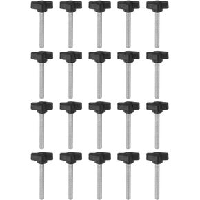 HARFINGTON 20pcs Tee Wing Knobs Thumb Screws M4 x 8mm Standard Male Thread Plastic T Knobs Handles Hand Clamping Knobs Grip Thumbscrew, White