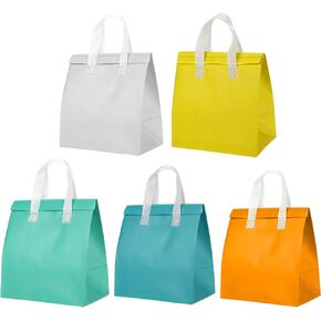 PATIKIL Insulated Take Away Bags, 25 Pcs Insulation Cooler Bag Grocery Thermal Bags 11.8 x 7.9 x 12.6 Inch for Hot Cold Frozen Food Delivery, Multi-Color