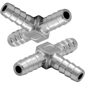 JoyTube Stainless Steel 1/2" Hose Barb Tee Way Home Brew CO2 Splitter Fitting (Pack of 2)