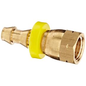 Anderson Metals Brass Push-On Swivel Hose Fitting, Connector, 3/8" Barb x 1/2" Dual Seat Flare