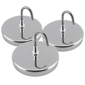 Master Magnetics Magnetic Handy Hook with Chrome Plate - 2.04" Diameter, 1.275" Total Height, 20 Pounds, Silver, Pack of 3, MHHH20X3