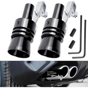 صافرة توربو للسيارة، قطعتان من سبائك الألومنيوم كاتم صوت عادم عادم عالمي للسيارات والدراجات النارية (أسود) in Kuwait