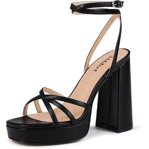 Platform Heels for Women Strappy Block Chunky High Heels Open Toe Ankle Strap Sandals Fashion Lace Up Wedding Party Evening Prom Dance Dress Shoes