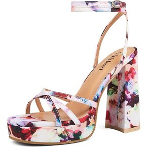 Platform Heels for Women Strappy Block Chunky High Heels Open Toe Ankle Strap Sandals Fashion Lace Up Wedding Party Evening Prom Dance Dress Shoes