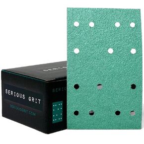 3" x 5" (80mm x 133mm) 14-Hole Sanding Sheet Assortment - 80, 120, 150, 180, 220 Grit (10 of Each) - Fits Festool RTS 400 & Mirka Deos 353 - Hook & Loop Sandpaper - 50 Pack Box