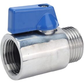 Mini Ball Valve, 5/8 Inch BSP Thread 304 Stainless Steel Female to Male Valve, Shower Head Shut Off Valve for Households, Bathrooms, Kitchens, Rvs