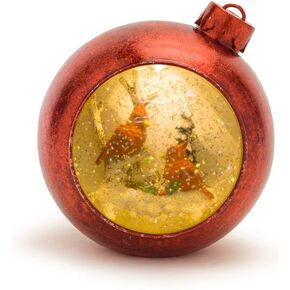 Melrose 68565 Plastic and Glass Led Lighted Musical Snow Globe Cardinals Ornament, 6-inch Height