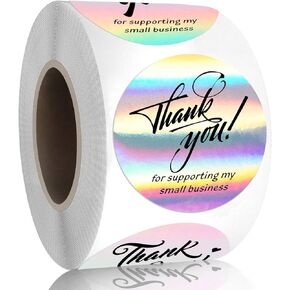 Padike 1.5" Thank You for Supporting My Small Business Stickers, 4 Designs, Highly Recommended for Small Business Owners and Online Sellers, 500 Labels Per Roll (Glitter Silver & Black, 1.5inch)