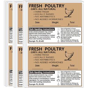 Remarkable Poultry Freezer Labels,2.5inchx4inch with Safe Handling Instructions Exemption-P.L. 90-492 (100Pcs )