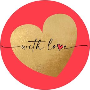 easykart labels 500 with Love Stickers with Gold Foiling, 1.5 Inch Size Best Suitable for Anniversary, Birthday's, Valentine's Day Gifting, Decoration,Theme Parties .…